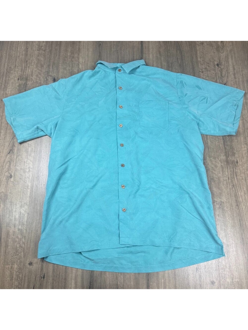 Caribbean Men's Floral Shirt Short Sleeve Silk Blend Blue Camp Tropical 2XT